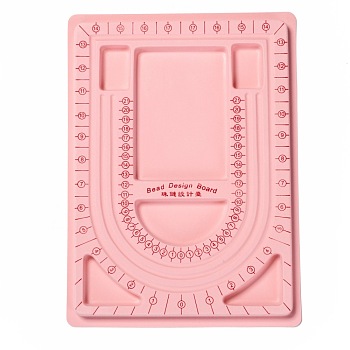 Plastic Bead Design Boards for Necklace Design, Flocking, Rectangle, 9.45x12.99x0.39 inch, Pink
