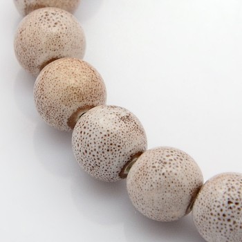 Handmade Fancy Antique Glazed Porcelain Ceramic Round Beads Strands, Bisque, 8mm, Hole: 2mm, about 40~42pcs/strand, 12 inch