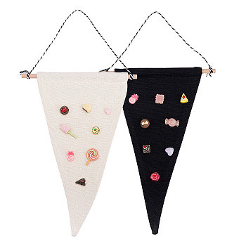 Fingerinspire 2Pcs 2 Colors Cloth Brooch Pin Display Organizer, with Cotton and Wood Finding, Triangle, Mixed Color, 405mm, 1pc/color