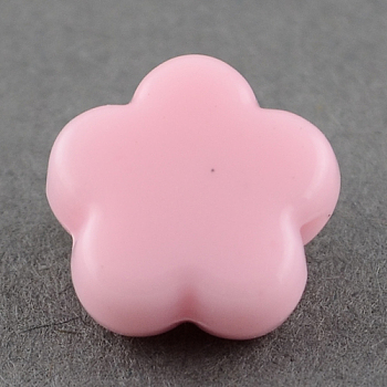 Opaque Acrylic Beads, Flower Beads, Pink, 9x9.5x4mm, Hole: 2mm, about 2270pcs/500g