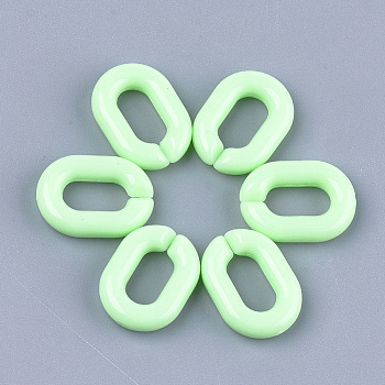 Acrylic Linking Rings, Quick Link Connectors, For Jewelry Chains Making, Oval, Pale Green, 19x14x4.5mm, Hole: 11x5.5mm
