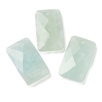 Natural Aquamarine Pendants, Rectangle, Faceted, 30~30.5x18~18.5x6~6.5mm, Hole: 1.5mm