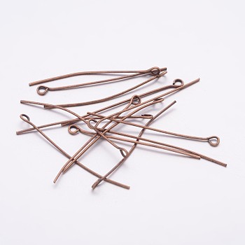 Iron Eye Pin, Cadmium Free & Nickel Free & Lead Free, Red Copper, 40x0.7mm, Hole: 2mm, about 6400pcs/1000g
