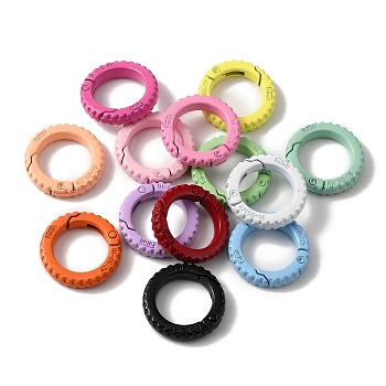 Spray Painted Alloy Spring Gate Rings, Ring Tire, Mixed Color, 25x5mm