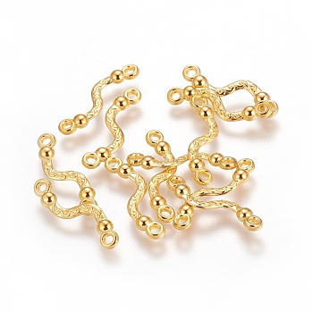 Alloy Bar Links connectors, Lead Free, Nickel Free and Cadmium Free, Twist, Golden, about 22.5mm long, 6mm wide, 3mm thick, hole: 1.5mm