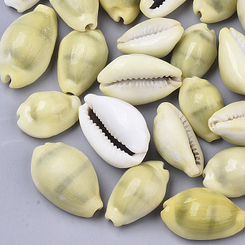 Natural Cowrie Shell Beads, No Hole/Undrilled, Light Khaki, 19~29x12~19x9~14mm