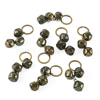 8Pcs Iron Bell Pendant Keychains(KEYC-TA00040)-2