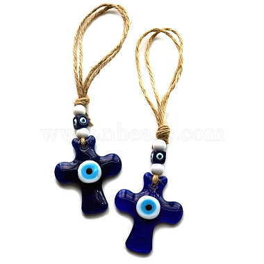 Evil Eye Cross Lampwork Pendant Decorations(PW-WG066E4-01)-5