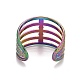 Rainbow Color Ion Plating(IP) 304 Stainless Steel Chunky Open Cuff Ring for Women(RJEW-A005-35MC)-3