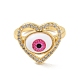 coeur de zircone cubique avec anneau de manchette ouvert mauvais œil avec acrylique(RJEW-B042-05G-02)-2