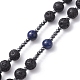 Natural Lapis Lazuli & Lava Rock & Synthetic Hematite Rosary Bead Necklaces(NJEW-JN04461-01)-5
