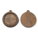 Wooden Pendant Cabochon Settings, Pendant Base, Flat Round, Camel, Tray: 25mm, 37.5x34x5.5mm, Hole: 2mm(X-WOOD-S044-23)