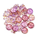 Two Tone Transparent Acrylic Beads, Mixed Shapes, Faceted, Purple, 8~25x8~25x4~45mm, Hole: 1.2~1.6mm(OACR-Z041-18)