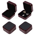 Plastic & PU Leather Jewelry Cufflink Boxes, with Velvet Inside, Square, Dark Red, 7.5x7.5x3.6cm(CON-WH0117-14B)