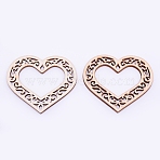 Unfinished Natural Wood Linking Rings, Laser Cut Wood Shapes, Heart, BurlyWood, 51x55x3mm(WOOD-WH0103-78)