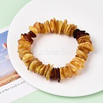Natural Amber Beaded Stretch Bracelets for Men Women, Nuggets, Inner Diameter: 2 inch(5.1cm)(BJEW-T018-21)