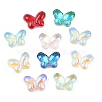 AB Color Plated Transparent Glass Beads, Butterfly, Mixed Color, 10x15x5mm, Hole: 1.2mm, about 1111pcs/1000g(GLAA-Z020-01)