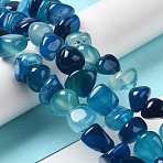 Natural Agate Beads Strands, Dyed & Heated, Nuggets, Tumbled Stone, Dodger Blue, 6.5~13x10~13x1.5~11mm, Hole: 1.6mm, about 22pcs/strand, 7.20~7.72''(18.3~19.6cm)(G-H295-B01-07)
