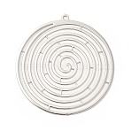 Rack Plating Brass Filigree Pendants, Long-Lasting Plated, Flat Round, Platinum, 36.5x34.5x0.3mm, Hole: 1.4mm(KKC-T001-21P)