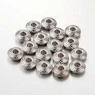 Tibetan Style Alloy Spacer Beads, Lead Free & Cadmium Free & Nickel Free, Flat Round, Platinum, 8x3mm, Hole: 2.5mm.(TIBEB-R011-P-FF)