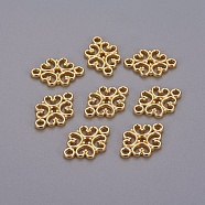 Tibetan Style Links connectors, Zinc Alloy, Flower, Golden, Cadmium Free & Nickel Free & Lead Free,  18x13x1mm, hole: 2mm(X-TIBEP-S005-G-FF)
