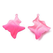 Spray Painted Iron Pendants, Wave, Hot Pink, 45x37x7mm, Hole: 1.6mm(IFIN-N008-028D)