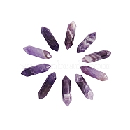 Faceted Natural Amethyst Beads, Double Terminated Point, for Wire Wrapped Pendants Making, No Hole/Undrilled, 30x9x9mm(G-SZ0001-45)