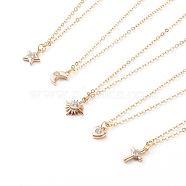 Brass Micro Pave Clear Cubic Zirconia Pendant Necklaces, with Cable Chains, Mixed Shapes, Golden, 15.35 inch(39cm)(NJEW-JN03400)