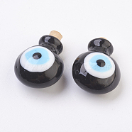 Handmade Lampwork Perfume Bottle Pendants, Essential Oil Bottle, Evil Eye, Black, 29.5~30mm, Hole: 5~5.5mm, Bottle Capacity: 0.5~1ml(0.017~0.03 fl. oz)(X1-LAMP-P044-H04)