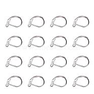 304 Stainless Steel Leverback Earring Findings, with Loop, Stainless Steel Color, 15x10x2mm, Hole: 1.5mm(X-STAS-L190-14P)