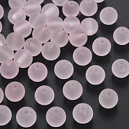 Transparent Acrylic Beads, Rubberized Style, Frosted, Round, Pink, 8x7mm, Hole: 1.8mm, about 1745pcs/500g(MACR-S373-66-M06)