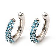 Cubic Zirconia C-Shaped Cuff Earrings, Gold Plated Brass Jewelry for Non-pierced Ears, Cadmium Free & Lead Free, Light Sky Blue, 14x15x3mm(EJEW-G295-19P-03)