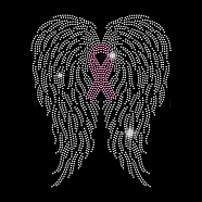 Glass Hotfix Rhinestone, Iron on Appliques, Costume Accessories, for Clothes, Bags, Pants, Breast Cancer Awareness Ribbon, Wing, 297x210mm(DIY-WH0303-141)