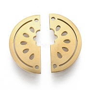 304 Stainless Steel Links Connectors, Laser Cut, Half Round with Hole, Golden, 10x20x1mm, Hole: 1.2mm(X-STAS-O128-40G)