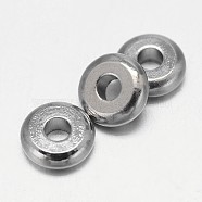 Flat Round Brass Spacer Beads, Platinum, 6x2mm, Hole: 1.8mm(KK-L106C-01P)