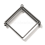 Alloy Open Back Bezel Pendants, For DIY UV Resin, Epoxy Resin, Cadmium Free & Nickel Free & Lead Free, Rhombus, Gunmetal, 42.5x43x3.5mm, Hole: 1.4mm(PALLOY-I223-08B)