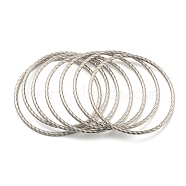 7Pcs Vacuum Plating 202 Stainless Steel Bangle Sets, Stackable Twisted Ring Bangles for Women, Stainless Steel Color, Inner Diameter: 2-5/8 inch(6.7cm), 3mm(BJEW-M317-11P)
