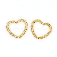 Iron Linking Ring, Openable, Textured Heart, Golden, 12x9mm(FIND-YW0004-17G)
