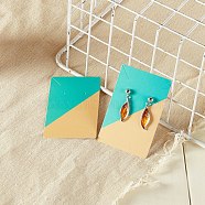 Rectangle Paper Earring Display Cards, Jewelry Display Cards for Earrings Necklaces Storage, Medium Aquamarine, 9x5.9x0.05cm, Hole: 1.6mm(CDIS-D007-01A)