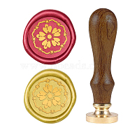 DIY Wood Wax Seal Stamp, Flower Pattern, 83x22mm, Head: 7.5mm, Stamps: 25x14.5mm(AJEW-WH0131-261)