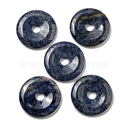 Natural Sodalite Pendants, Donut/Pi Disc Charms, 50x6.5~7.5mm, Hole: 10mm(G-P532-01A-20-1)
