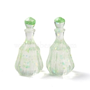 Dummy Bottle Transparent Resin Cabochon, with Sequins, Lawn Green, 32x16mm(RESI-E025-06A)