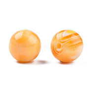 Resin Beads, Imitation Gemstone, Round, Orange, 12x11.5mm, Hole: 1.5~3mm(RESI-N034-01-K03)