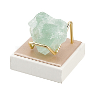 Square PU Leather Mineral Crystal Display Stands, Rough Gemstone Storage Rack with Golden Tone Alloy Holder, White, 5.6x5.6x4.55cm(AJEW-WH0342-63)