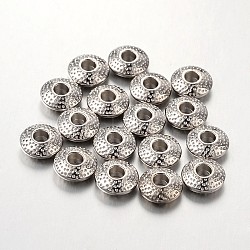 Tibetan Style Alloy Spacer Beads, Lead Free & Cadmium Free & Nickel Free, Flat Round, Platinum, 8x3mm, Hole: 2.5mm.(TIBEB-R011-P-FF)