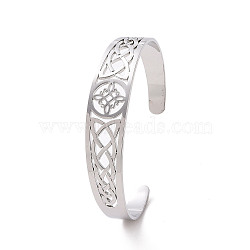 304 Stainless Steel Cuff Bangles, Hollow Witch Knot Bangles for Women, Stainless Steel Color, 1/4~5/8 inch(0.6~1.5cm), Inner Diameter: 2~2-1/2 inch(5x6.5cm)(BJEW-M234-03P)