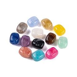 Acrylic Bead, Imitation Jade, Rectangle, Mixed Color, 13x11x8mm, Hole: 1.5mm. 510pcs/500g(OACR-H120-02)