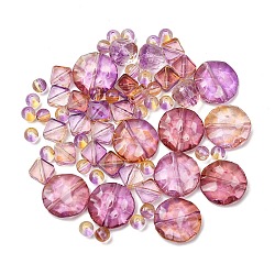 Two Tone Transparent Acrylic Beads, Mixed Shapes, Faceted, Purple, 8~25x8~25x4~45mm, Hole: 1.2~1.6mm(OACR-Z041-18)