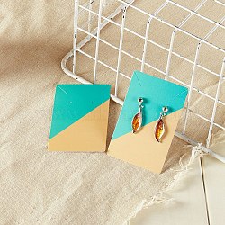 Rectangle Paper Earring Display Cards, Jewelry Display Cards for Earrings Necklaces Storage, Medium Aquamarine, 9x5.9x0.05cm, Hole: 1.6mm(CDIS-D007-01A)