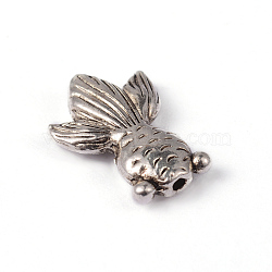 Goldfish Tibetan Style Alloy Beads, Cadmium Free & Lead Free, Antique Silver, 11x15x3mm, Hole: 1mm(TIBEB-ZN-47010-RS)